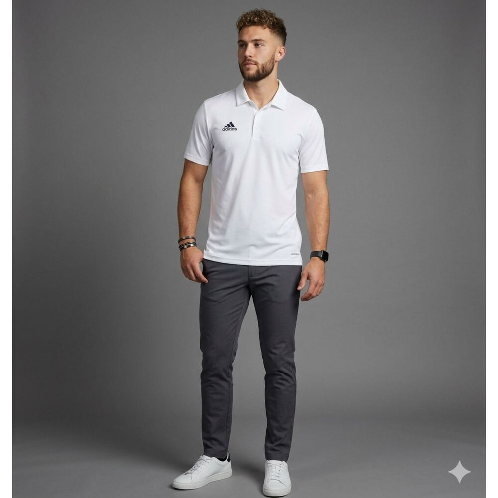 NEW Adidas Entrada 22 Polo Shirt Men Size L White Athleisure Sportwear